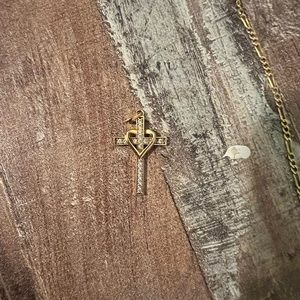 14 k gold chain cross and heart